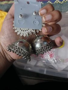 Silver Jhumka Earrings