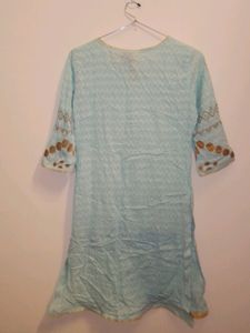 Pastel blue mother earth Kurti With Gold Undertone