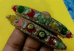 Colorful Crystal Bead Bangles (Set of 2)