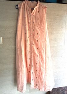 Peach Embroidered Dress kurti