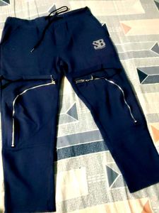 Stylish Blue Zippered Joggers