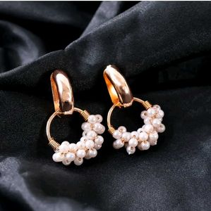 Pearl Beaded Hoop Earrings