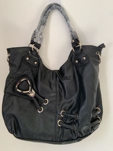 Imported Black Faux Leather Hobo Bag