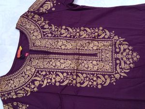Vishudh Brand Plum Gold Kurta