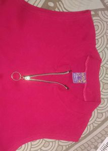 Pink Zip-Up Sleeveless Top