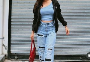 Ripped Wide Leg Jeans + Top Combo