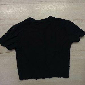 Black Smiley Crop Top