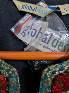 Global Desi Embellished Velvet Kurta