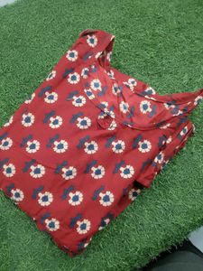 Floral Print Maroon Dress