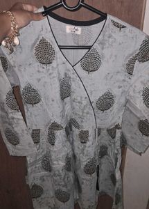 Grey Printed Kurti/Tunic | Size S (34/36)