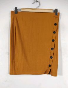 Shein Mustard Yellow Casual Mini Skirt (Women's)