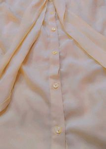 Elegant Tie-Neck Blouse and pastle yellow color