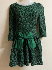 Green Lace Bow Dress