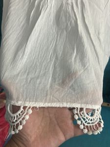 White Lace Detail Tunic Top