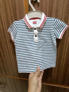 Striped Black And White Polo Tshirt