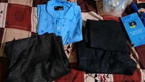 Light BluePrint Shirt - Size XL With 2Formal Pant
