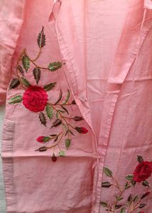 Sheer Pink Embroidered Long Shrug💗💗