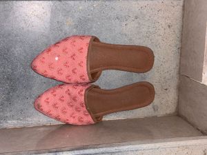 Pink Embellished Mules