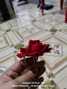 Hair Bun Pin In  Artificial Rose Flower