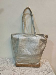 Silver Metallic Tote Bag