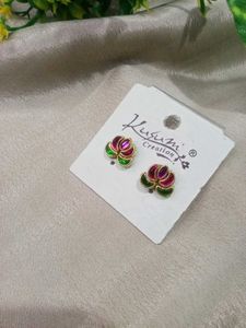 Beautiful Kundhan Lotus Ear Studs
