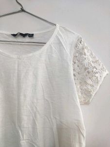 White Lace Sleeve Top
