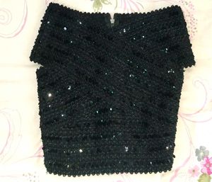 Sparkling Black Sequin Party Top
