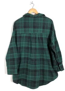 Black and Green Oversized Checked Shirt