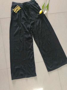 Black Ribbed Palazzo Pants