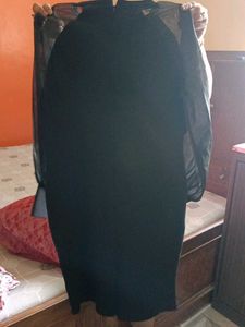 Black Sheer Sleeve Midi Dress