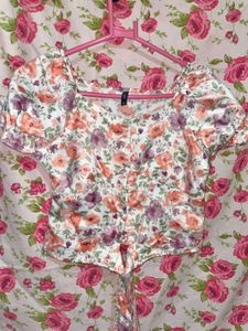 RIO Floral Crop Top With Tie Up