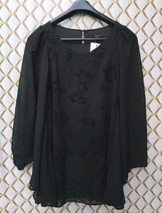 Elegant Black Floral - Butterfly Sleeve Top