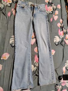 Light Blue Washed Mid Waist Jeans