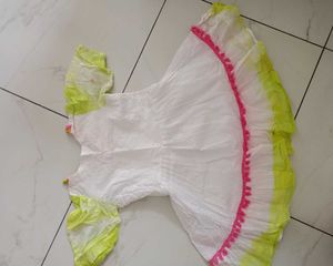 Girls' Dress - White &amp; Colorful