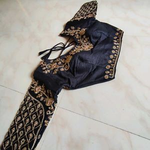 Exquisite Black Embroidered Blouse for Sarees