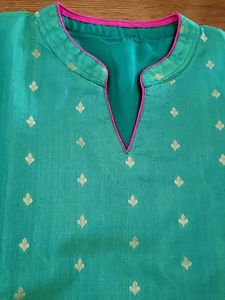 Sea Green Silk Kurta - Long