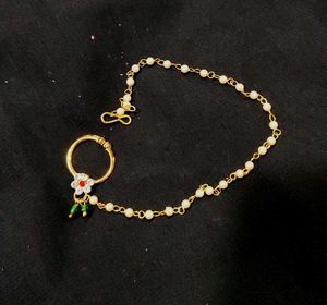 Gold Nath with Pearl Chain