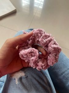 Pink Chenille Scrunchie