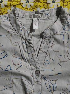 Abstract Print Button-Down Shirt