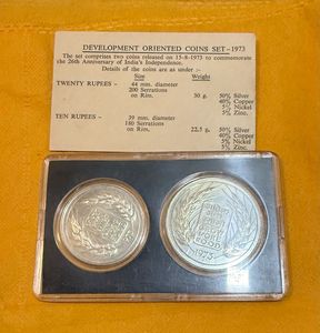 Set Of 10rs And 20 Rs Silver Coins1973 Rare