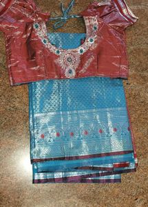 Half Pattu Saree...with Stiched Blouse