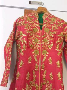 Red Embroidered Anarkali Dress
