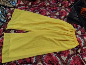 Yellow Embroidered naira cut Kurta Set with pllazo