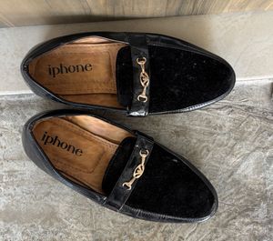 Black Shiny Lofar Shoes Party Wear