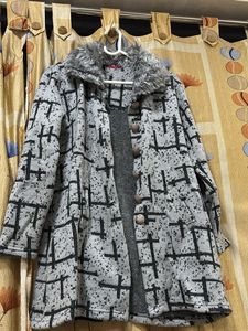 Patterned Fur Collar Unisex Jacket
