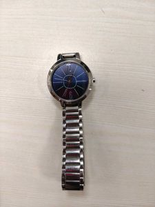 Sonata Steel Daisies Blue Dial Women Watch