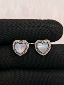 Heart Stud Earrings 925 Silver Sterling