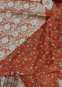 orange saare with blouse