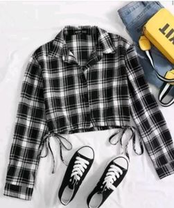 Check Shirt Crop Top