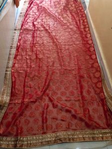 Orange Beige Net Saree